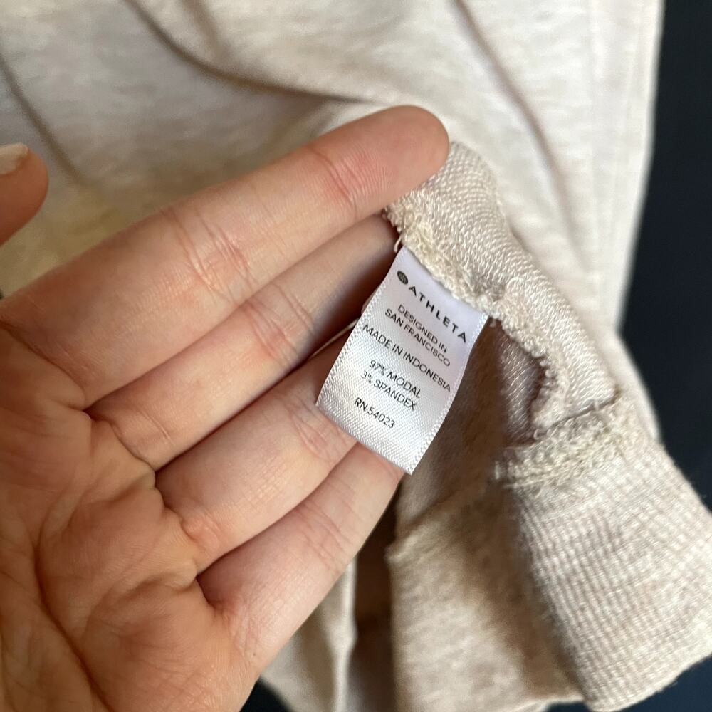 Athleta pink beige crewneck sweater asymetrical top women's size small tall - Picture 6 of 8
